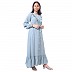 Kids front open frill abaya-Sky Blue